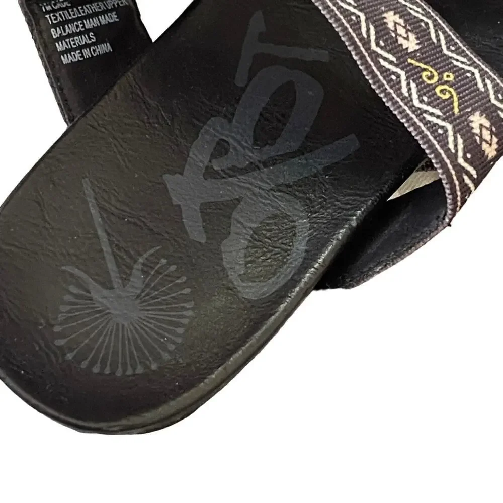 OTBT Cade Slide Azetc Print Sandals Black Size 7